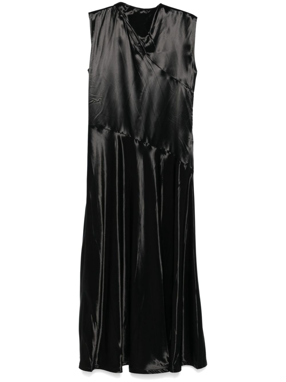 Shop Jil Sander Satin Midi Dress In Schwarz