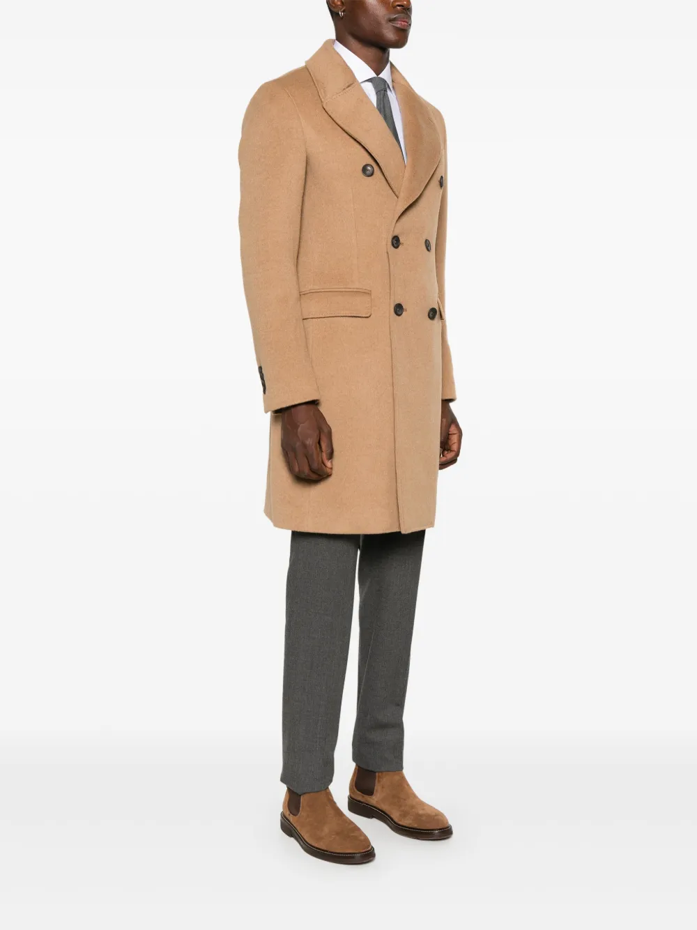 Herno Double-breasted Coat In Neutrals