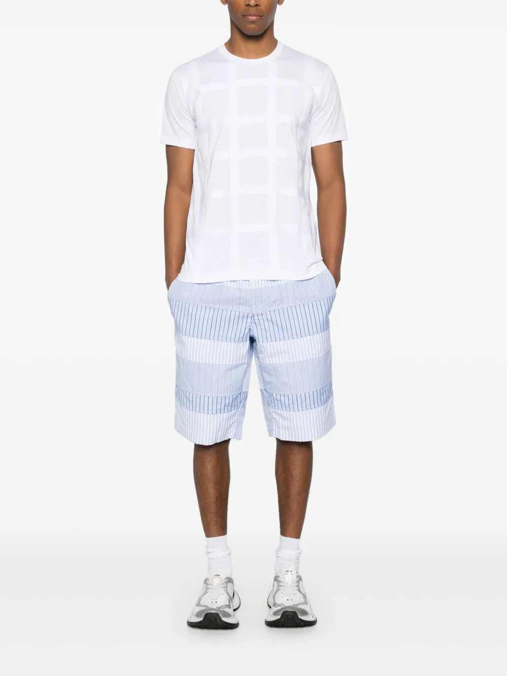 commedesgarçonsshirt Comme Des Garçons Shirt Gelaagde gestreepte shorts - Blauw