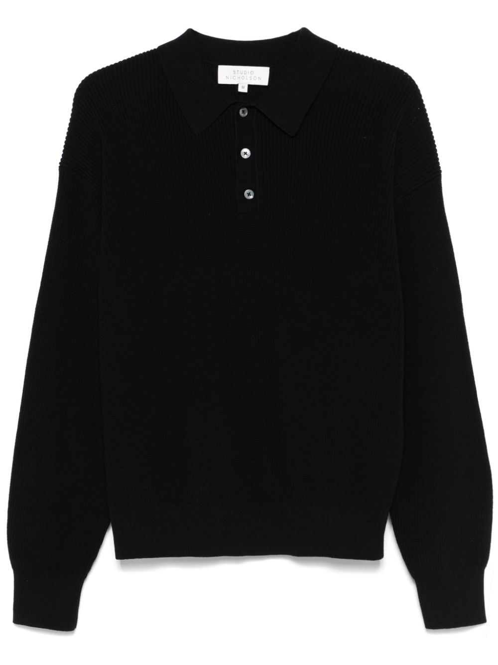 ribbed-knit polo shirt