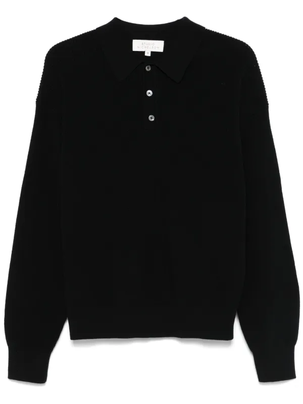 Studio Nicholson リブニット ポロシャツ | ブルー | FARFETCH JP