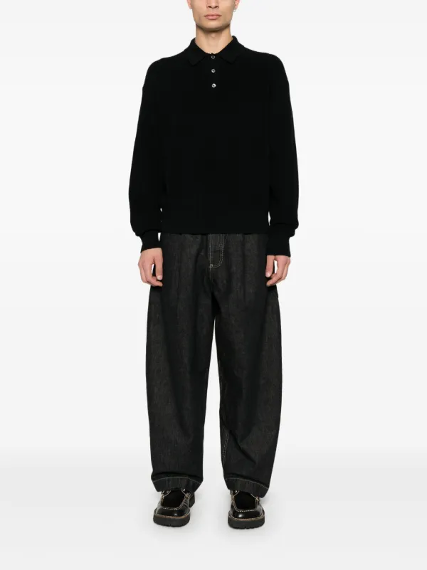 Studio Nicholson リブニット ポロシャツ | ブルー | FARFETCH JP