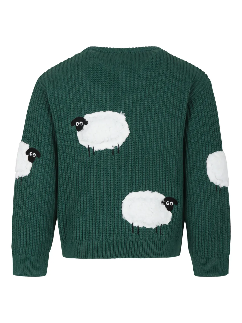 Stella McCartney Kids Ribgebreide trui met schaap-applicatie - Groen