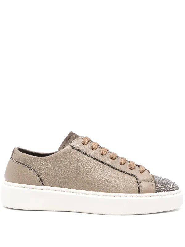 Doucal's Crystal-embellished Sneakers in Brown