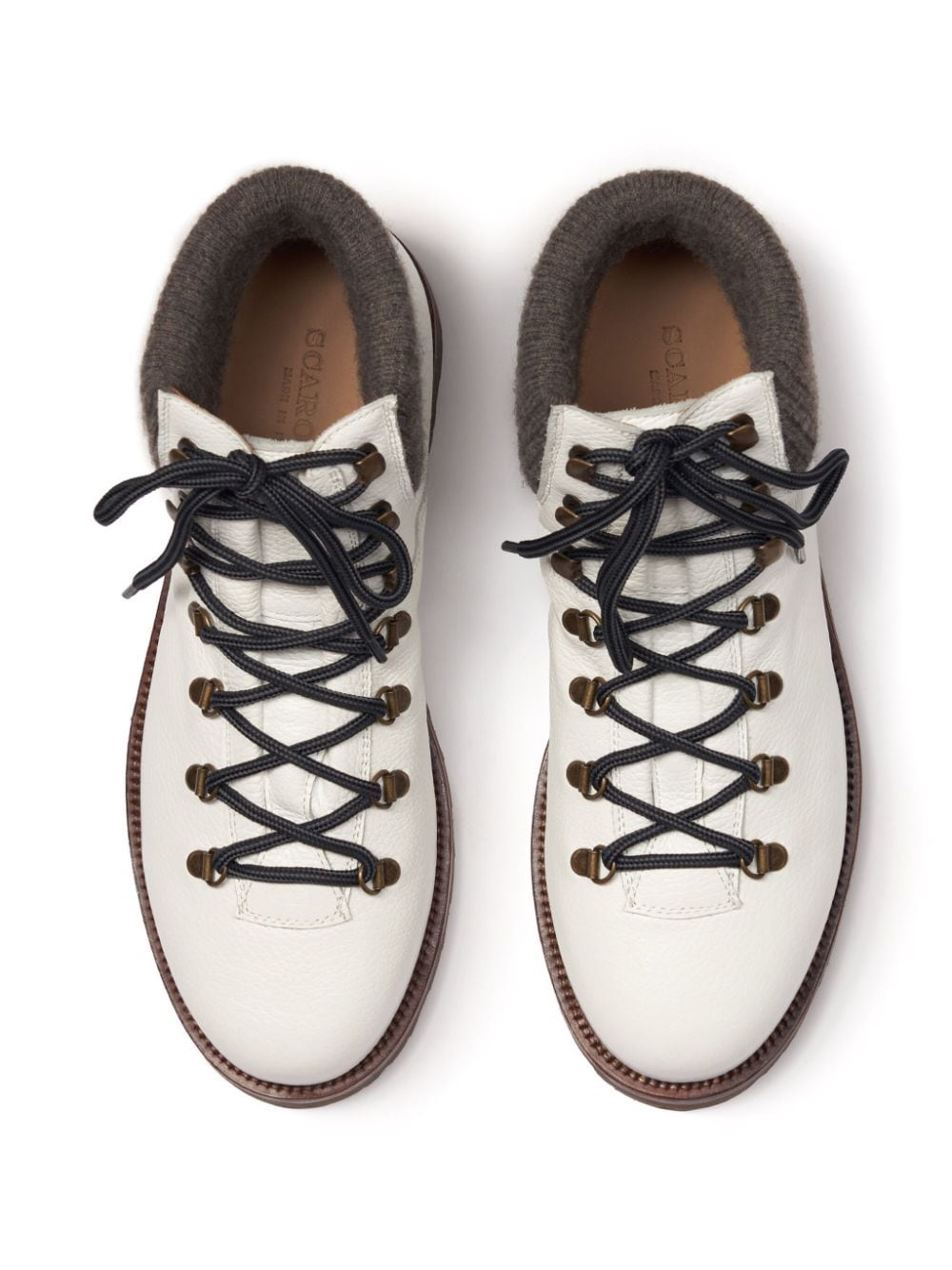 Scarosso lace-up leather boots White