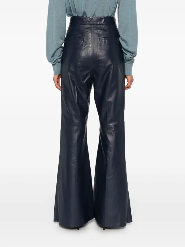 Victoria Beckham Leather Trousers | Blue | FARFETCH