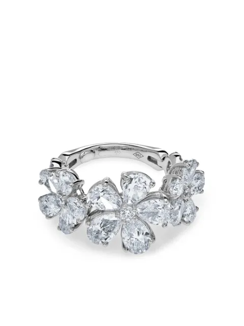 Jewels Aficionado anillo Flower en oro blanco de 18kt con diamantes