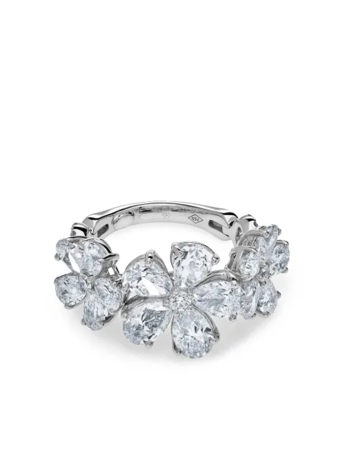 Bague en or blanc 18ct pavée diamants - Jewels Aficionado - Modalova