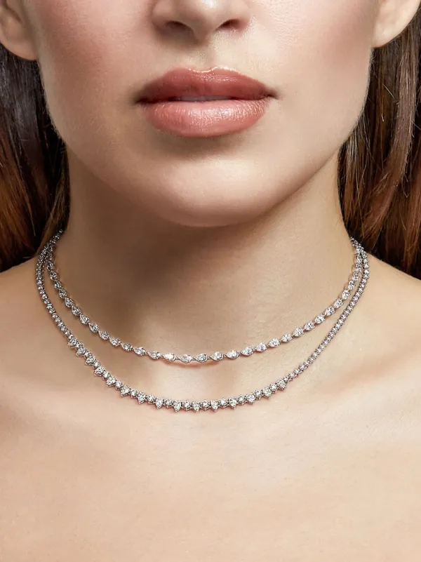 Jewels Aficionado 18kt White Gold Diamond Necklace Silver