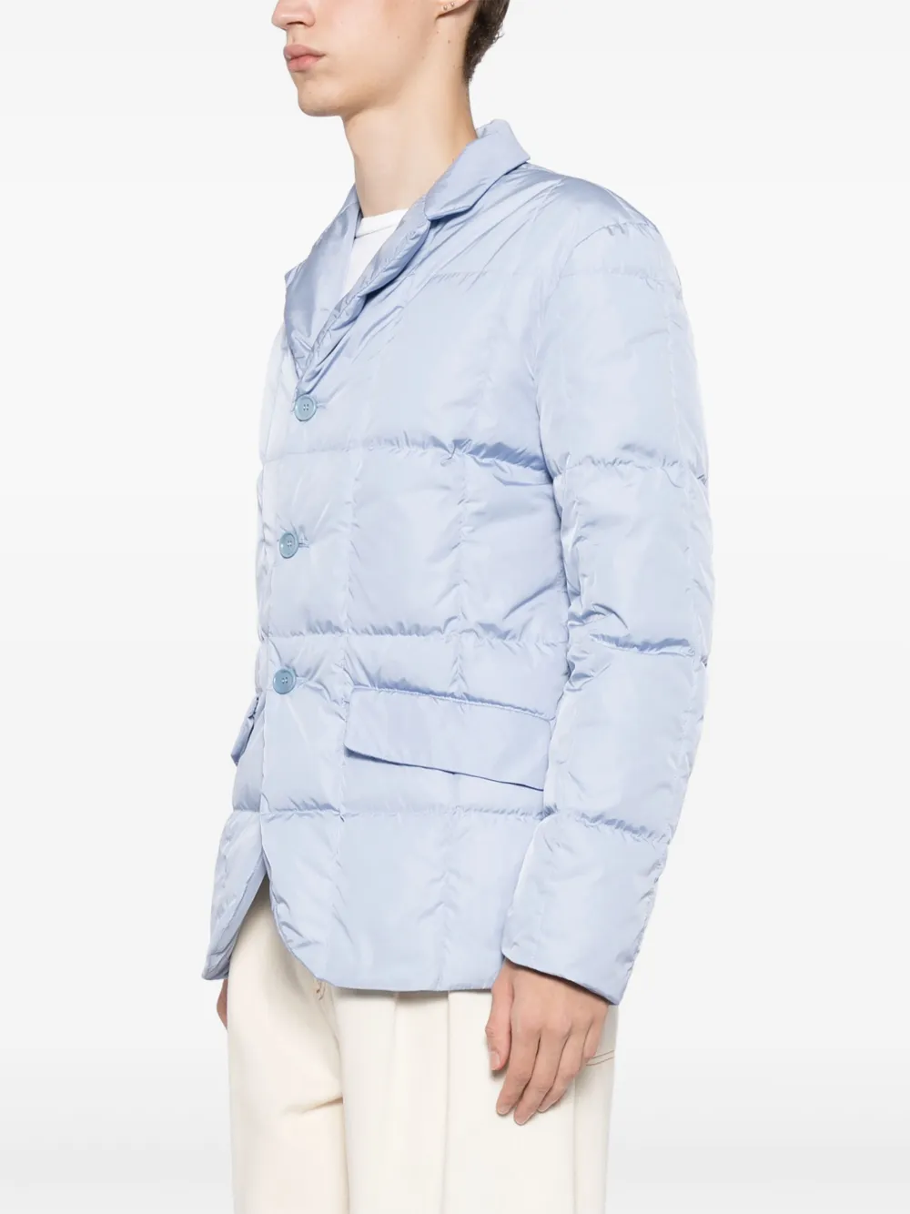 Shop Aspesi Padded Single-breasted Blazer In Blue