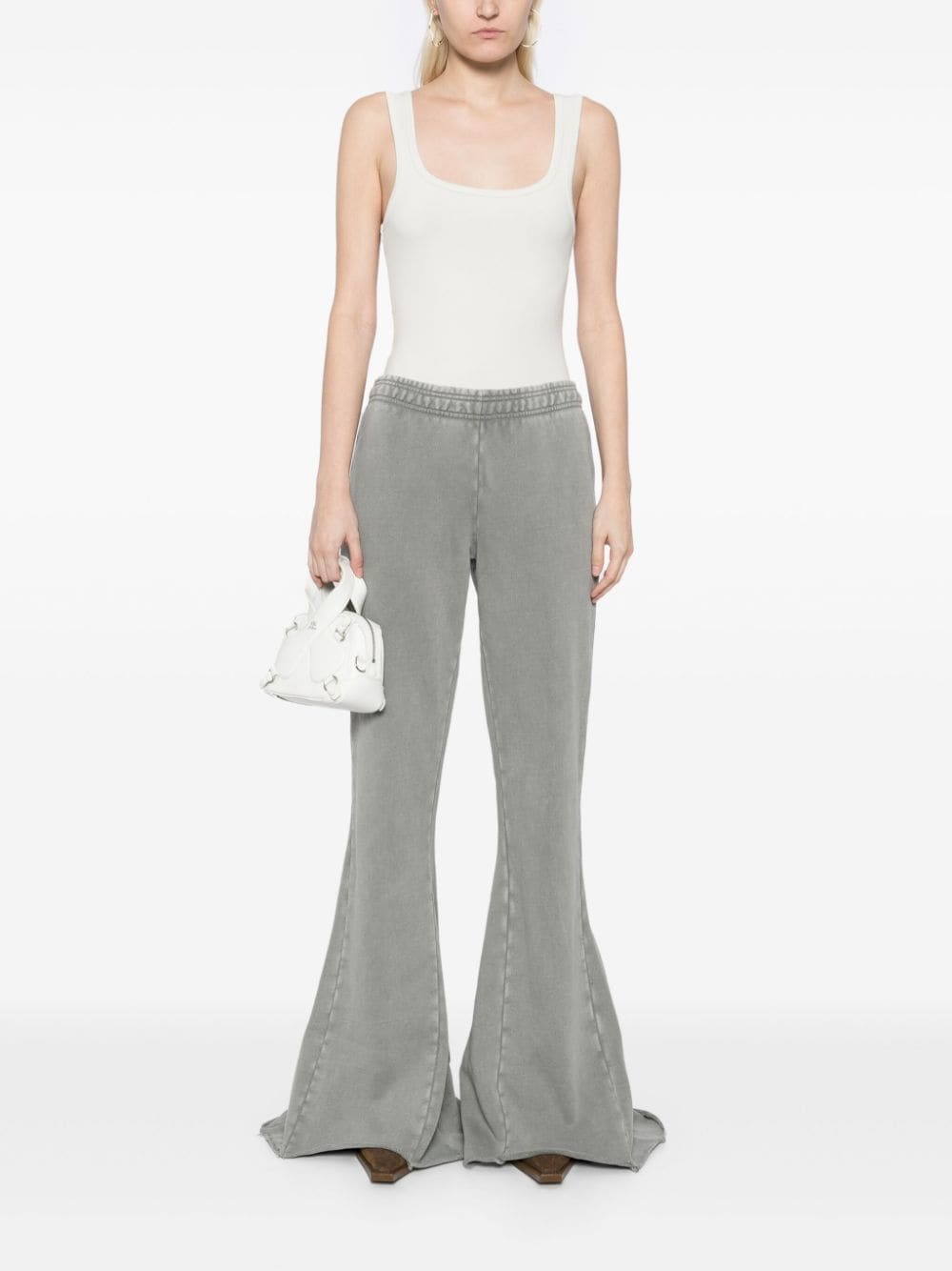 Shop Entire Studios Heavy Flared Trousers In Grey