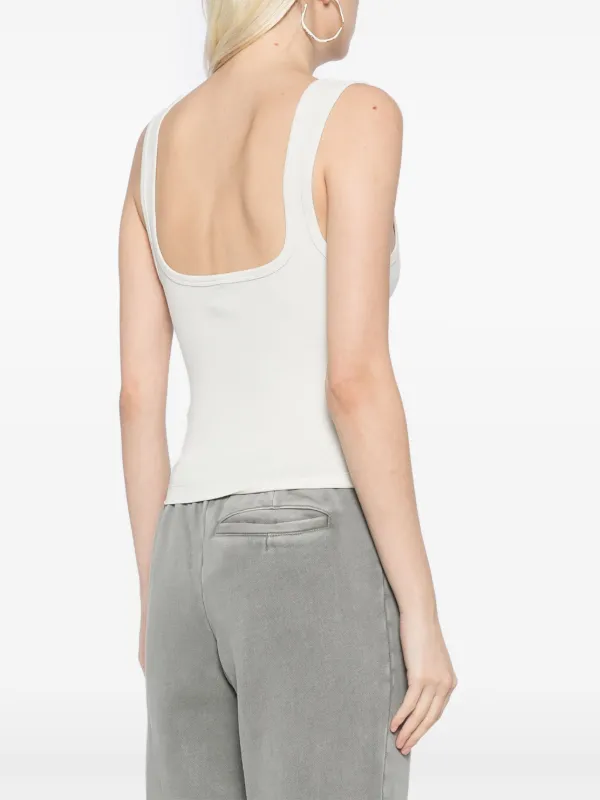 QINSEN Women's Square Neck Sleeveless Double-Layer Tank Tops