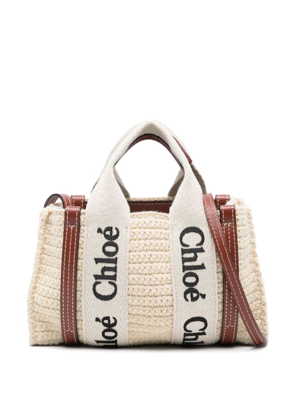 Shop Chloé Mini Woody Tote Bag In Nude