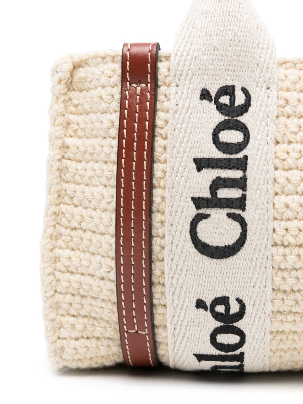 Shop Chloé Mini Woody Tote Bag In Nude