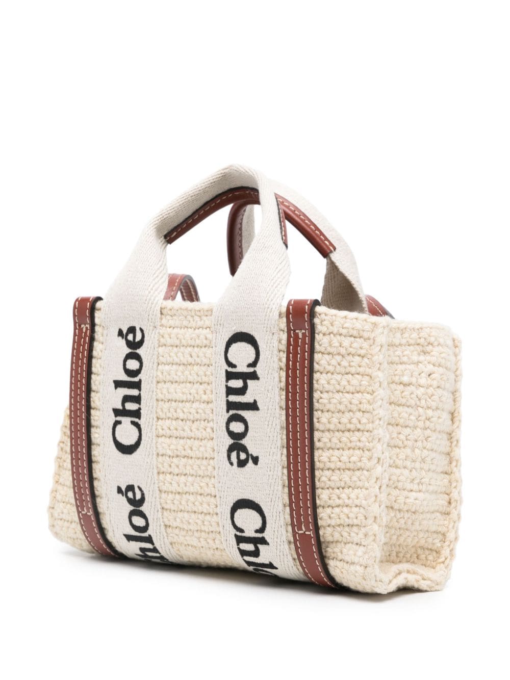 Shop Chloé Mini Woody Tote Bag In Nude