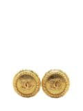 CHANEL Pre-Owned 1970-1980 Gold Plated CC Clip On costume earrings