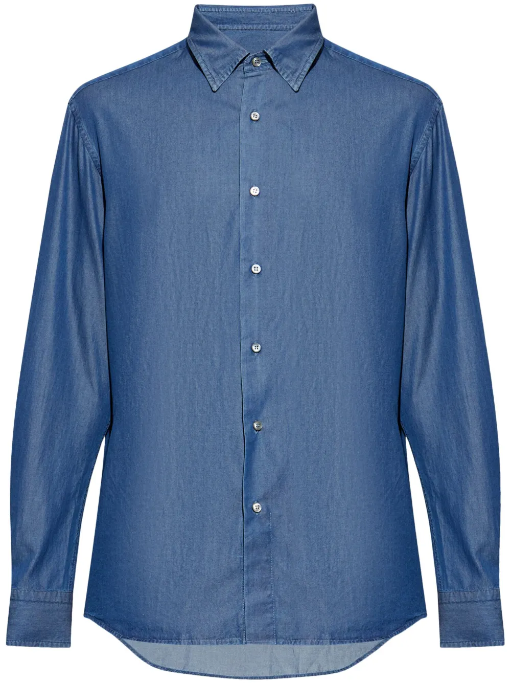 Brioni Cotton Denim Shirt | Blue | FARFETCH JO
