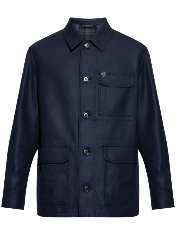 Brioni Buttoned Wool Jacket | Blue | FARFETCH