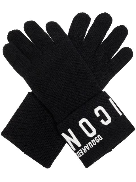 DSQUARED2 logo-lettering gloves Men