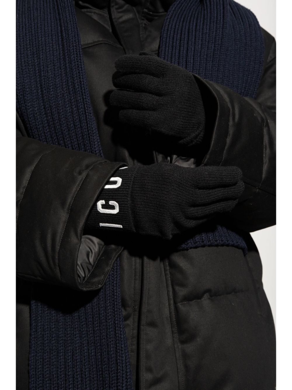 DSQUARED2 logo-lettering gloves - Zwart