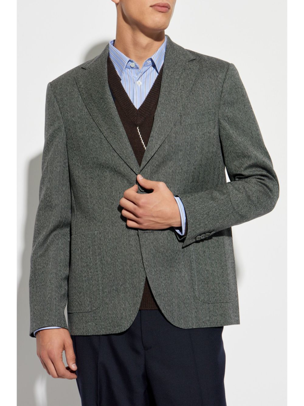 Shop Officine Generale Herringbone-pattern Blazer In Grey