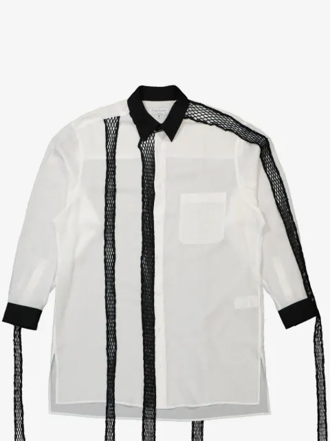 Yohji Yamamoto Camisa de linho com mesh contrastante