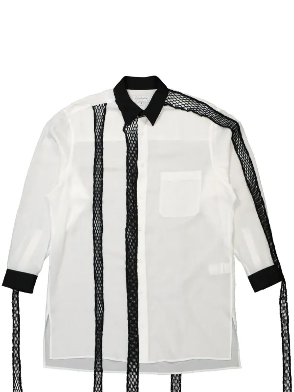 Yohji Yamamoto Contrasting mesh-detail Linen Shirt White FARFETCH PH
