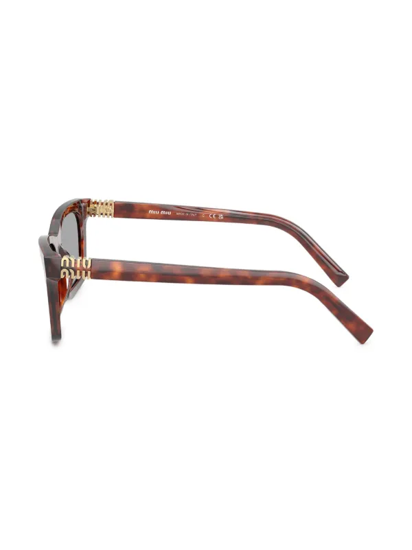 MIU MIU ブラウン スクエアサングラス Miu Miu Eyewear スクエアフレーム サングラス | ブラウン | FARFETCH JP