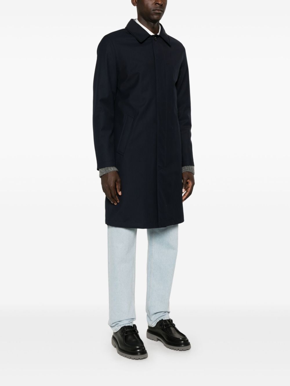 Shop Boggi Milano Single-breasted Trench Coat In Blau