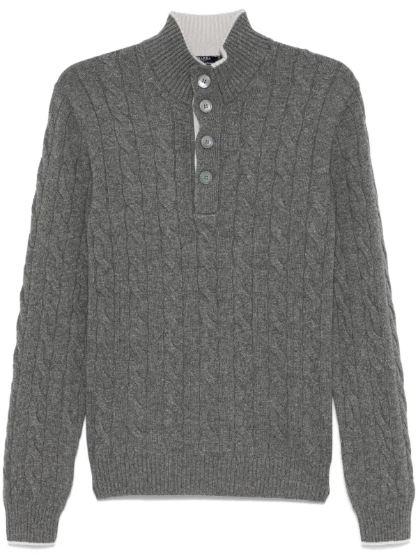 Barba Cable-knit Sweater in Grey