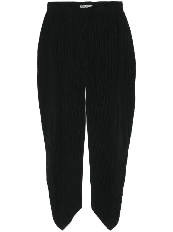 イッセイミヤケ ガウチョパンツ ブラック Issey Miyake Leaf Pleats パンツ | ブラック | FARFETCH JP