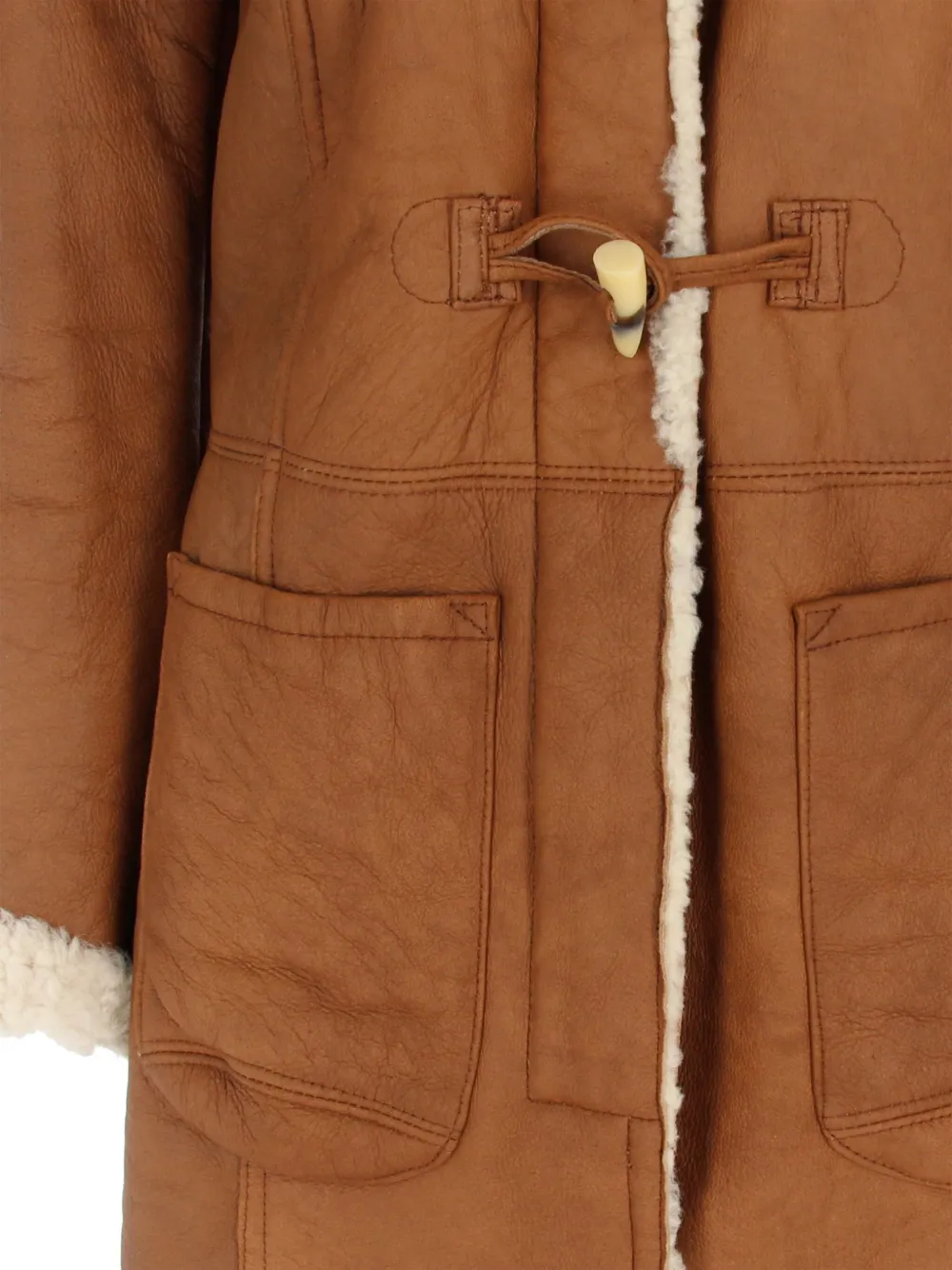 Pre-owned A.n.g.e.l.o. Vintage Cult 2000s Shearling-trim Coat In Brown