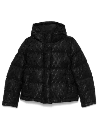 FENDI FF pattern Puffer Jacket Black FARFETCH IE