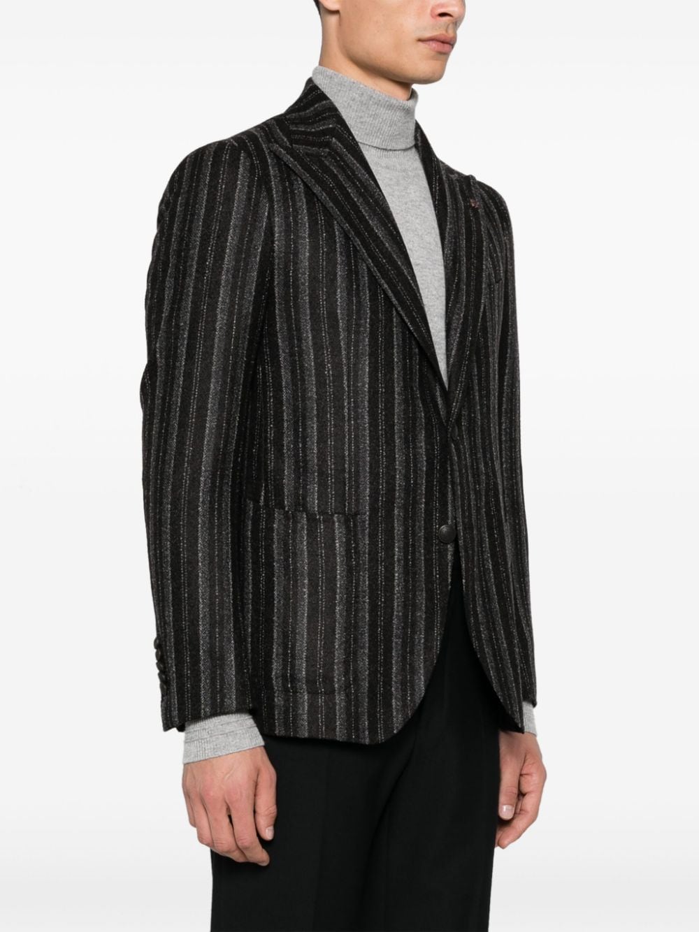 Shop Tagliatore Striped Blazer In Brown