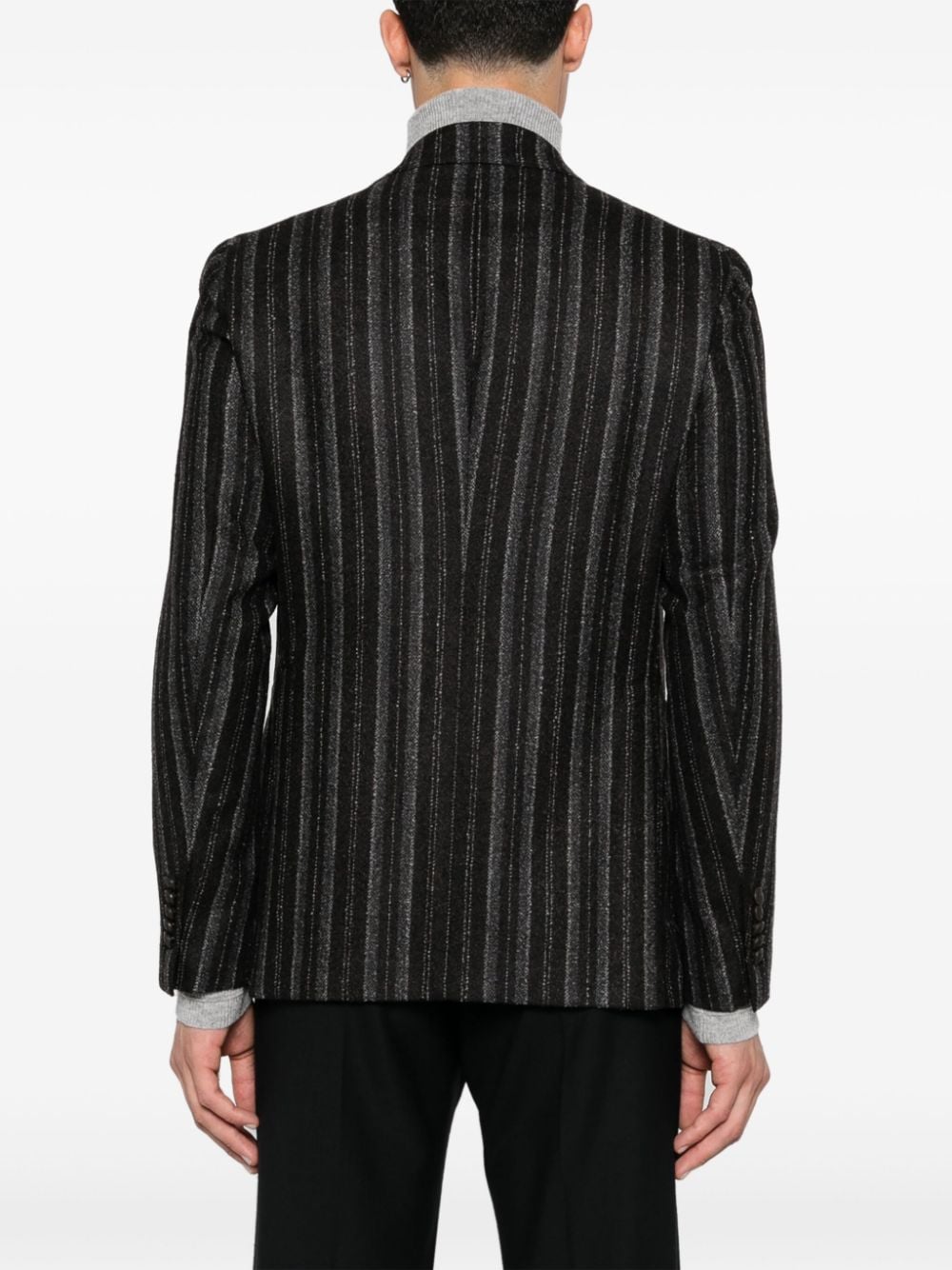 Shop Tagliatore Striped Blazer In Brown