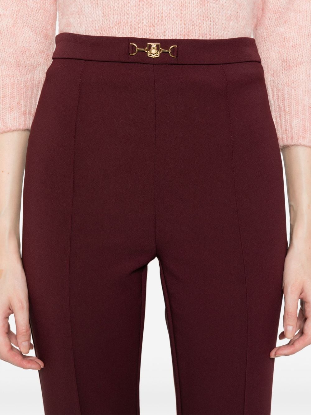 Shop Elisabetta Franchi Crepe Flared Trousers In Red