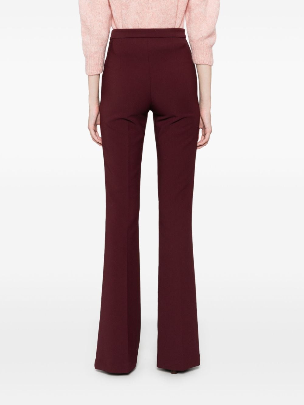 Shop Elisabetta Franchi Crepe Flared Trousers In Red