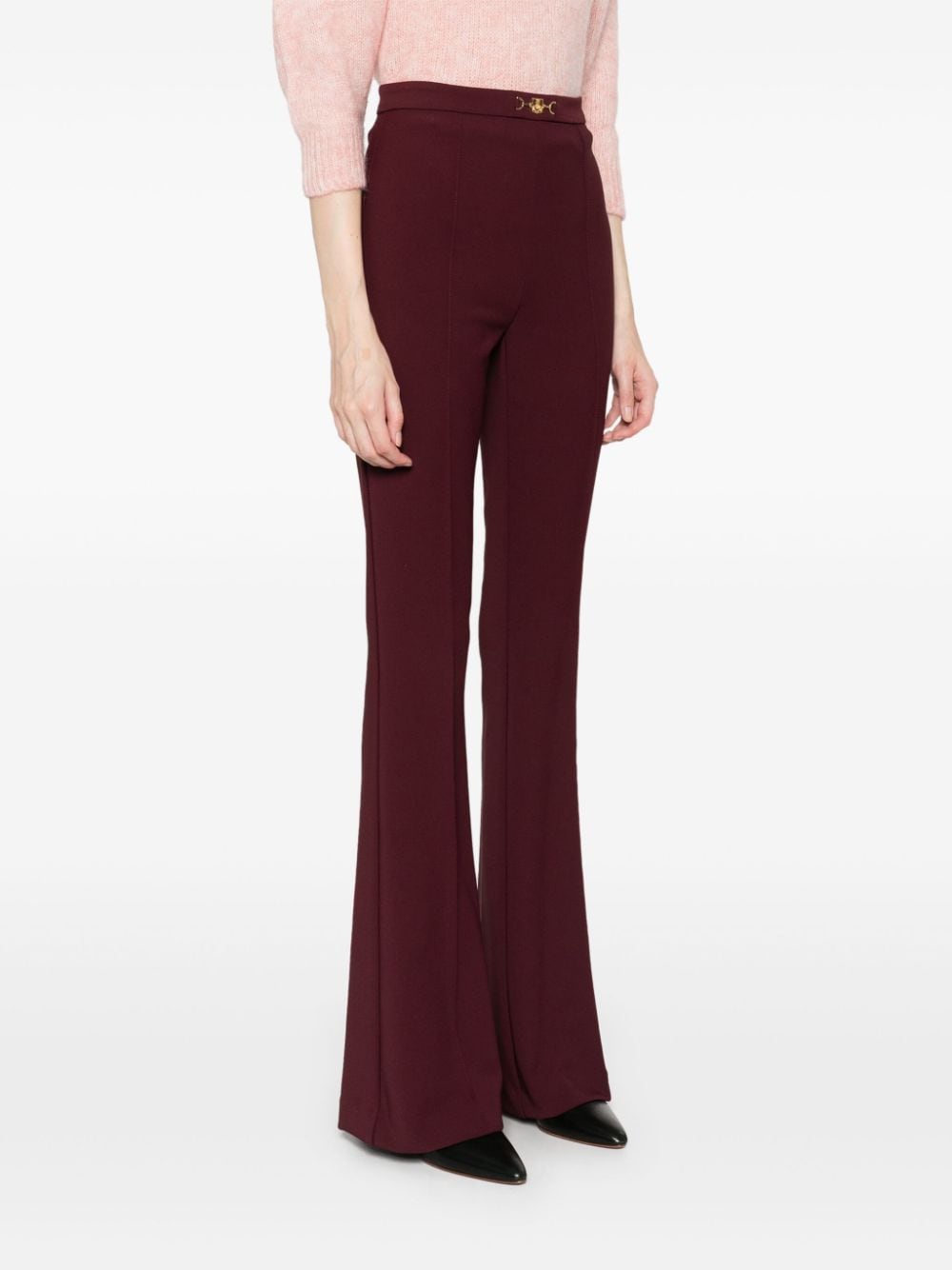 Shop Elisabetta Franchi Crepe Flared Trousers In Red