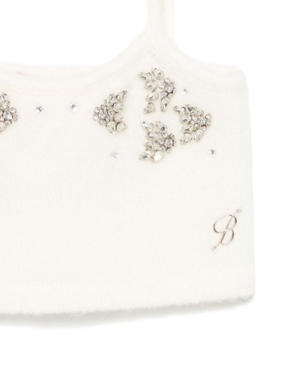 Shop Miss Blumarine Crystal-embellished Knitted Top In Neutrals