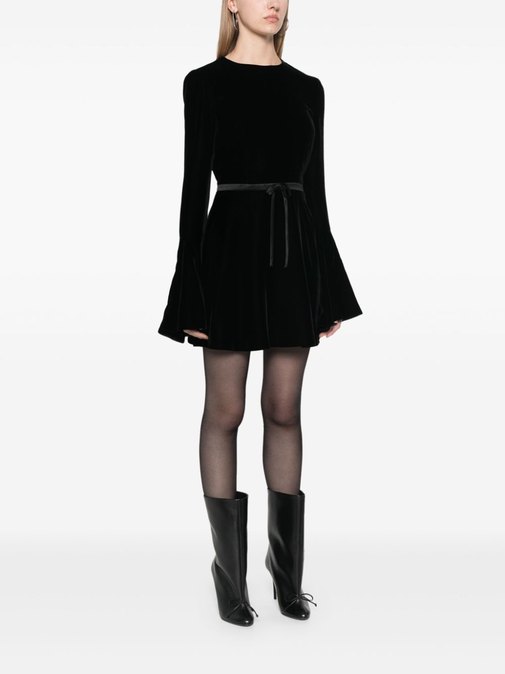 Shop Saint Laurent Velvet Mini Dress In Black