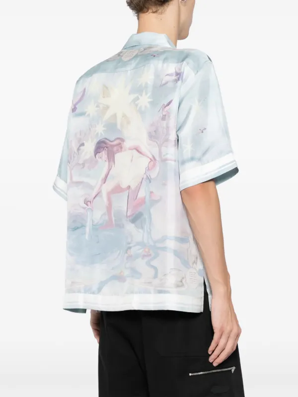 Givenchy Boxy Fit Printed Silk Shirt | Blue | FARFETCH