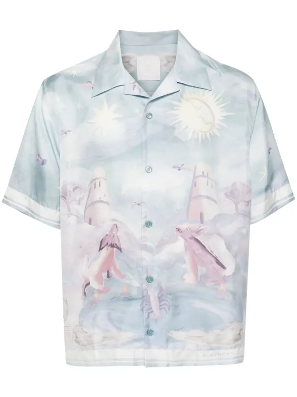 【送料&関税込】Givenchy Shirt In Blue Silk Givenchy Shirt in Shiny Monogram 72 Denim | Saks Fifth Avenue