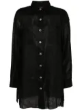 CHANEL Pre-Owned 2000 CC-button linen shirt - Black