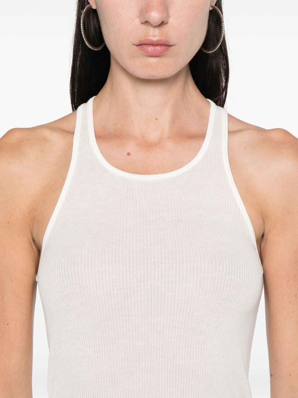 Shop Rick Owens Fine Ribbed Tank Top In White