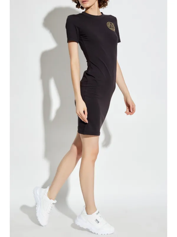 Versace Jeans Couture V-Emblem T-shirt Dress | Black | FARFETCH