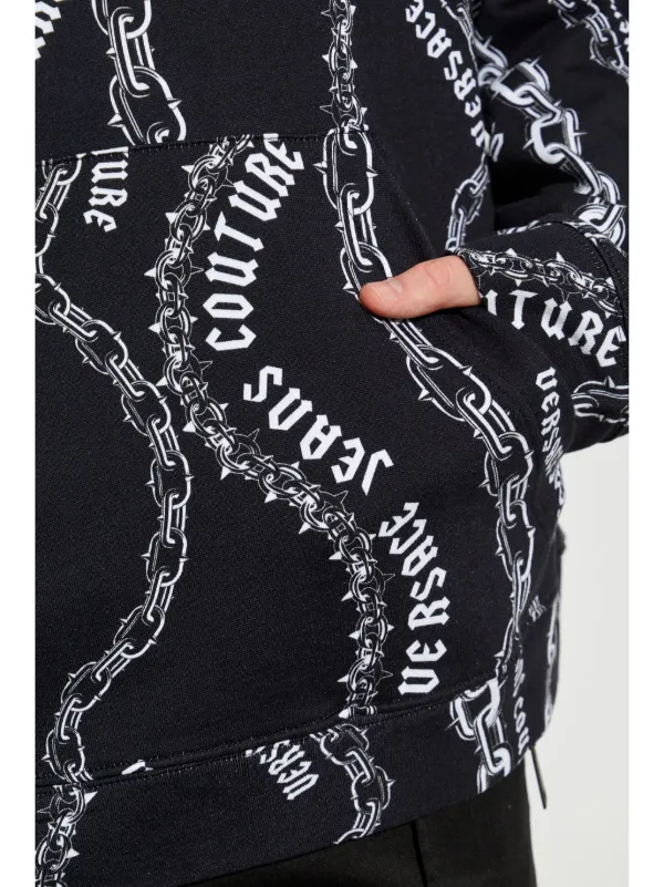 送料関税込【VERSACE JEANS COUTURE】 ブランドロゴ スウェット Versace Jeans Couture ロゴ スウェットシャツ | ブラック