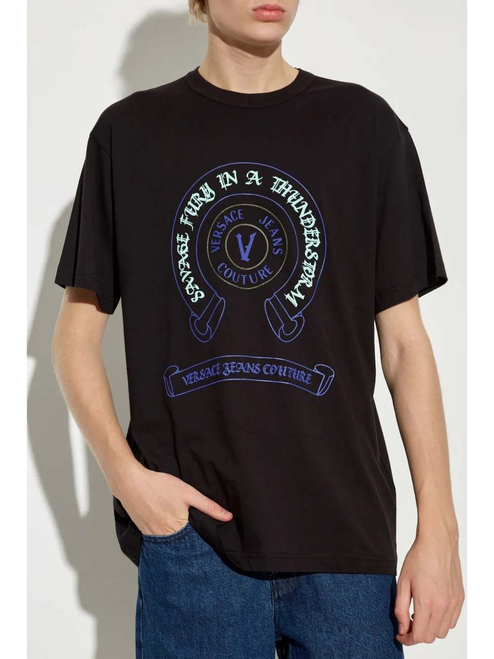 Versace Jeans Couture T-shirt met logo Zwart