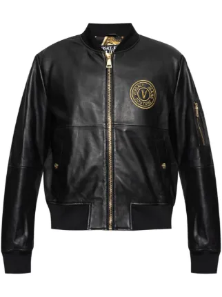 Versace Jeans Couture Vエンブレム レザージャケット