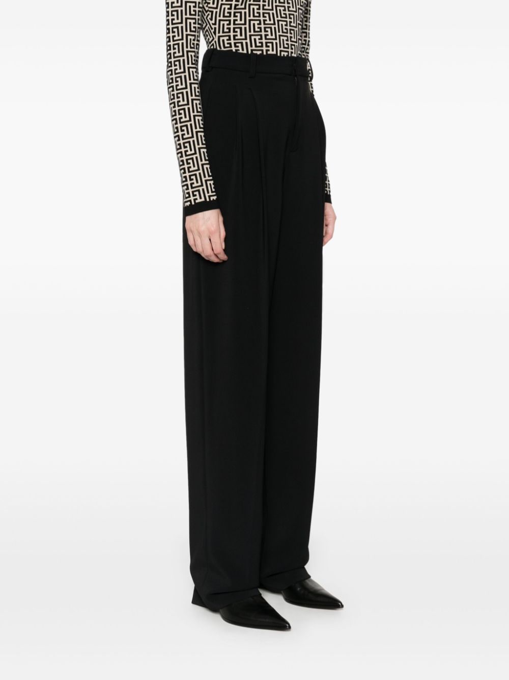 Shop Elisabetta Franchi Pleated Trousers In Black