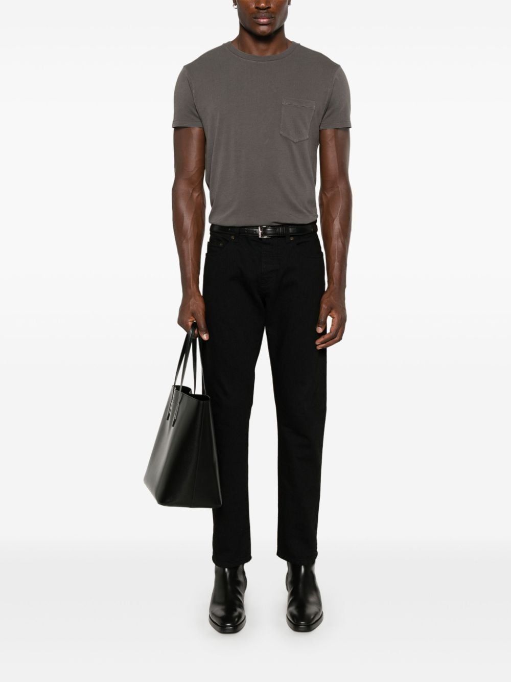 TOM FORD T-shirt met borstzak - Grijs